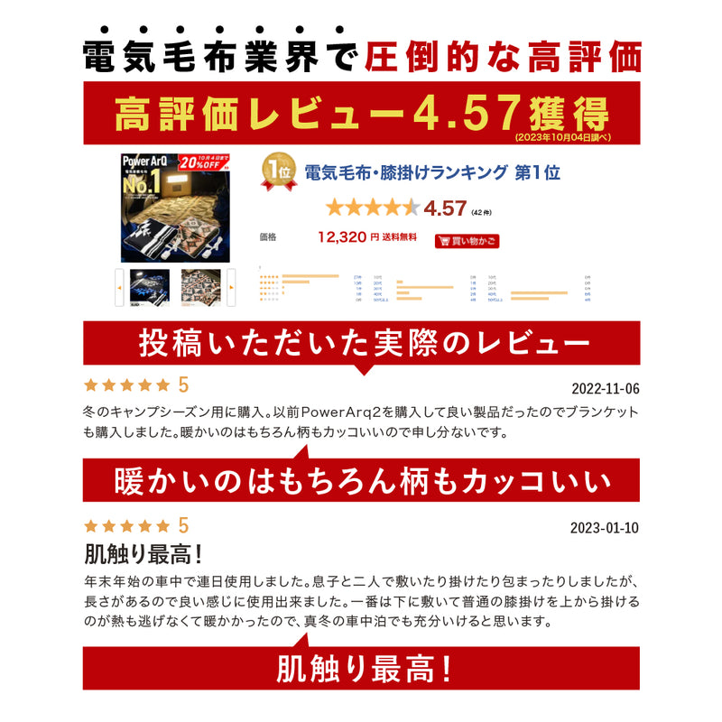 PowerArQ Electric Blanket Lite 電気毛布 掛け敷き兼用